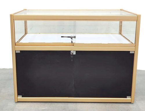 玻璃展示櫃 (金色邊黑色板)